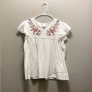 Ruffle Sleeve Vneck Top